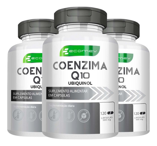 3un Coenzima Q10 Ubiquinol Puro Premium 500mg 360cp Ecomev