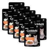10 Sachê Premier Golden Gourmet Gato Atum Arroz Integral 70g