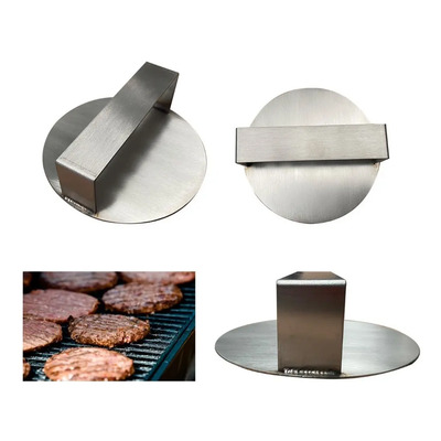 Aplanador De Carne De Hamburguesa En Acero Inoxidable Gris