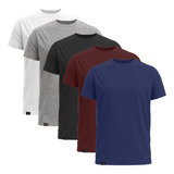 Kit 5 Camisetas Básicas  Lisas Cores Sortidas Slim Fit