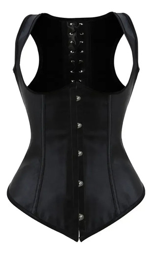 Chaleco Corsé Gótico Con Tirantes, Corsé Steampunk, Negro