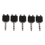 6 X 5 Piezas De Níquel Plateado 6.35 Mm A Doble Rca Divisor