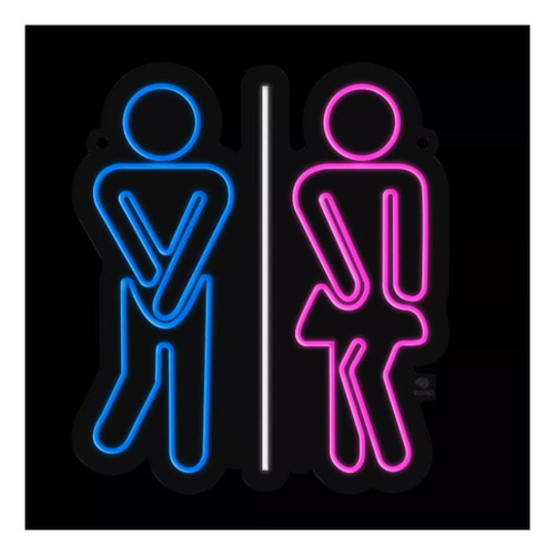 Letrero Led Neon Baño Hombre Mujer Wc  35*40cm Luminoso