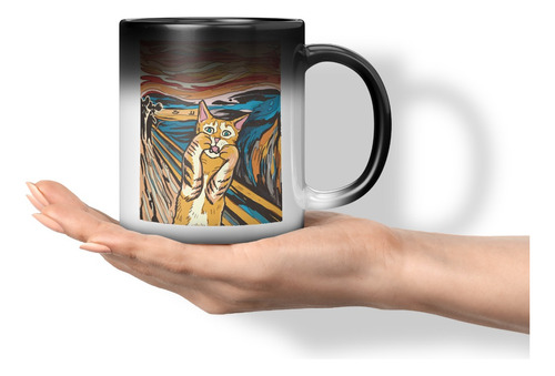 Taza Magica Cambia Color Gato El Grito Parodia 11 Onzas