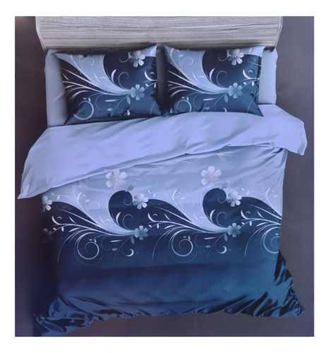 Cubrecama Quilt King Azul De Regalo 1 Bajada De Cama. Full