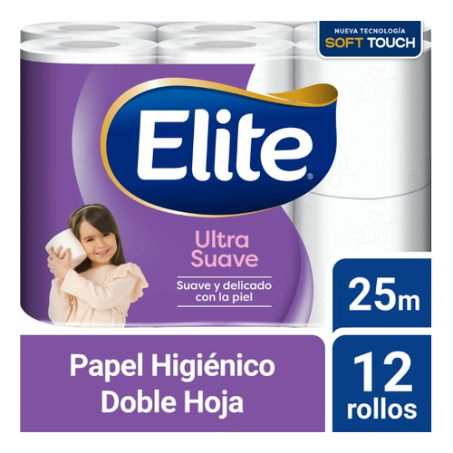 Papel Higiénico Elite Doble Hoja Ultra Suave 12 Un 25 Mt