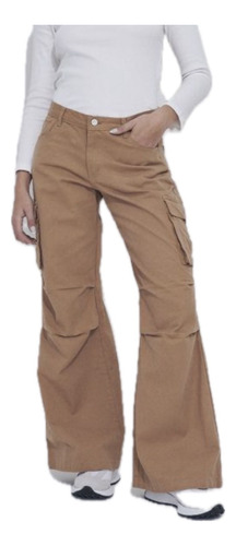 Wide Leg Cargo Gabardina Camel Verde Militar Rígido