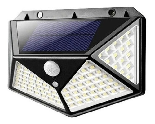 Luminária Parede Solar 100 Leds Bateria Luz Balizador Jardim Cor Preto 110v/220v