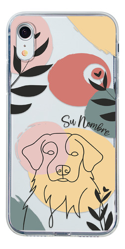 Funda Para iPhone Mujer Perrito Golden Minimal Su Nombre