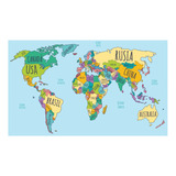 Vinilo Didactico Infantil Mapa Paises Español - 1mx60cm