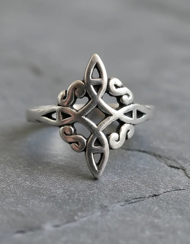 Anillo Nudo Bruja Grueso Protección Poder Celta En Plata 925