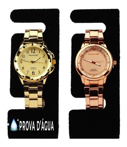 2 Lindo Relógios Feminino Aço Prova Dágua Original Pallyjane