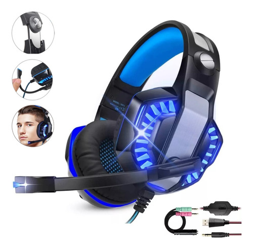 Fone De Ouvido Gamer Headset Com Led Microfone Ps4/ps5 Xbox