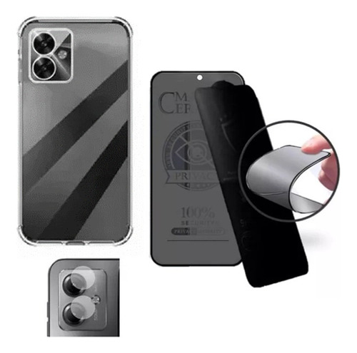 Capa + Pelicula Ceramica Privacidade Fosca + Cam P/ Moto G54