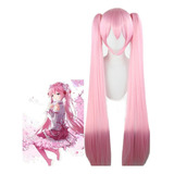 Peluca De Cosplay Vocaloid Miku Hatsune De Pelo Largo, Rosa,