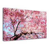 Quadro Decorativo Grande Cerejeira Floral Rosa Quarto Casal Cor Preto Cor Da Armação Borda Infinita