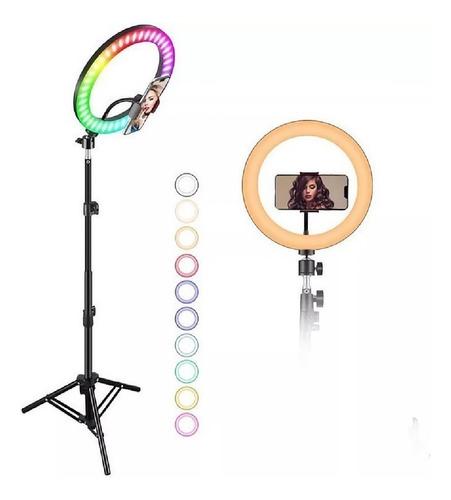 Aro Luz Led Rgb Selfie 3 Luces + Tripode Profesional Celular