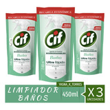 Cif Limpiador Y Baño Recarga 450ml Oferta X 3 Unidades