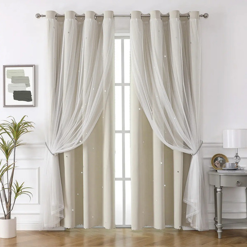 2pcs Cortinas Blackout Para Niños Adultos 132x214cm Estrella
