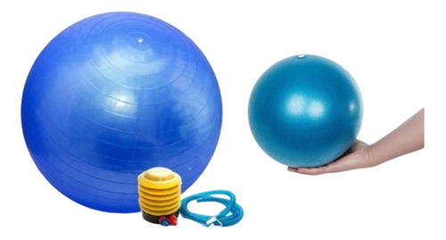 Kit Bola De Pilates Suíça C/ Bomba 75cm + Bola Overball 25cm