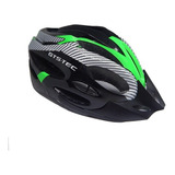 Capacete Verde/pt Com Sinalizador Led Ciclismo Bike Biciclet