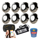 Kit Iluminação Piscina 8 Leds 9w Inox - 128m² + Smart Lux