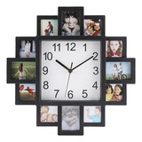 Reloj De Pared 2 En 1 Con Marco De Fotos De Plástico Negro P