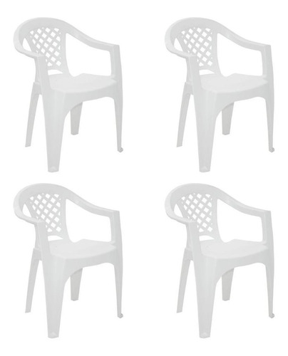 Combo 4 Cadeiras De Plastico Com Apoio Para Braços Iguape Br