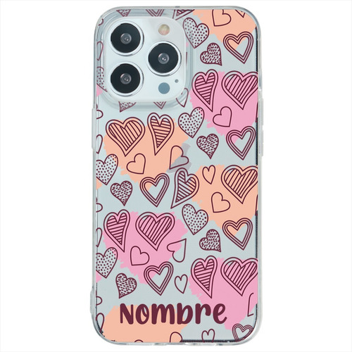 Funda Corazones Para iPhone Personalizada Con Tu Nombre