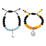 Pulsera Para Pareja Luna Sol Amor Regalo Perfecto + Estuche