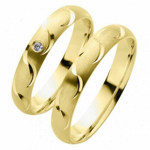 Argollas De Matrimonio Plata Baño Oro Boda Pareja Anillos B8