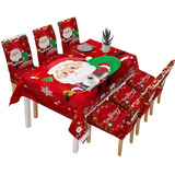 Set Navideño Mantel Y Fundas De Navidad Para Comedor 7 Pcs