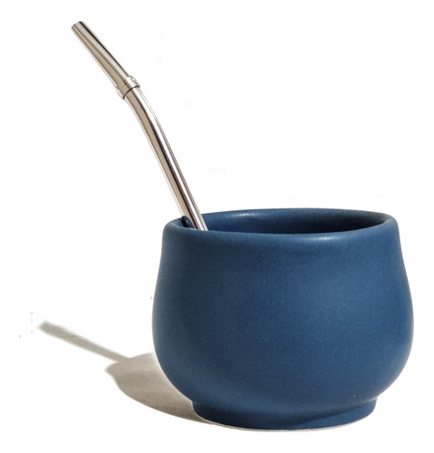 Taza Mate Kit Matero Blue Argentino Bombilla Y Limpiador