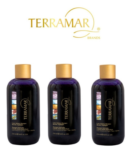 3 Shampoo Matizador De Cabello Teñido Terramar® 250ml  