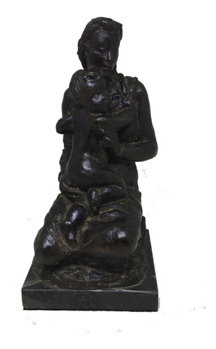 Antigua Figura Maternidad Petit Bronce Con Doble Sello A151