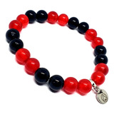 Pulsera Piedras  Medianas Ónix Y Cuarzo Rojo