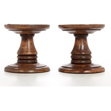 Hosley Conjunto De 2 Candelabros De Pilar De Madera De 5 Pul