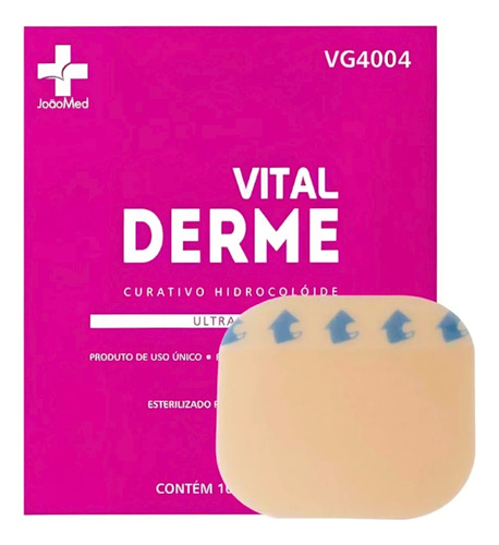 Curativos Hidrocolóide Vital Derme 10cm X 10cm Kit C/ 10 Und