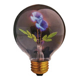 Lampara Led Decorativa Globo 3w Filamento Con Flores Violeta