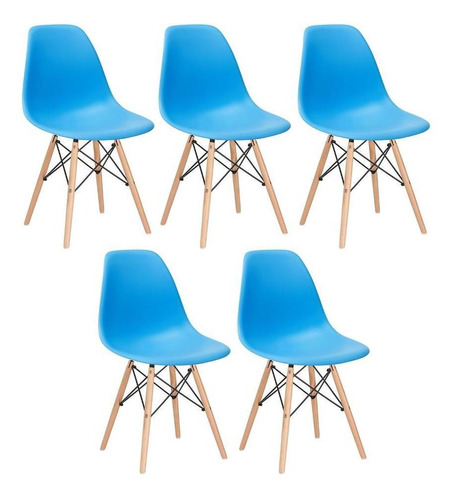 5  Cadeiras Charles Eames Wood Dsw Eiffel Várias Cores Av