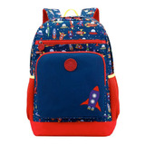 Mochila Poliéster Azul 32x40x14cm 3f 2l Foguete 400g