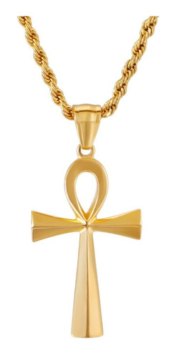 Cadena Torsal Ankh Cruz Egipcia Oro Laminado 18k Hombre Lujo | Meses sin interés