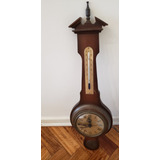 Reloj Antiguo Pared Con Termometro Nisme  1977 Funcionando!