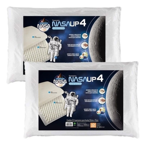 Travesseiro Nasa Alto Up4 14cm Altura - Kit Com 2 Peças 