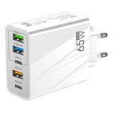 Carregador Celular Turbo 65w Gan 5 Portas Usb + Usb-c Rápido