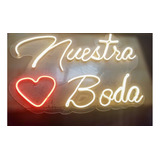Letrero Led Neon Nuestra Boda Corazon Ancho 50 Cm