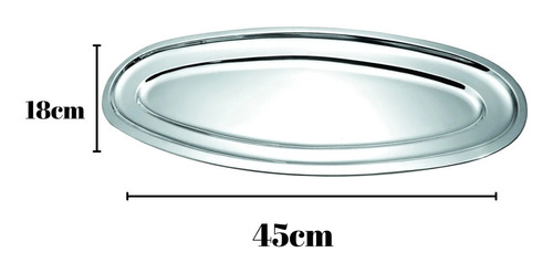 Kit 3 Bandeja Travessa Oval Inox Grande 45cm Peixe Porção