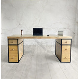 Escritorio Home Office 100% Madera Durable 1.8mt 6 Cajones