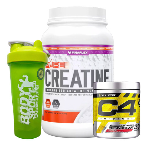 C4 Pre Entreno 30serv Creatina Finaflex 200serv + Shaker