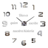 Reloj De Pared 3d Tamaño 100x 100 Cm + Frase En Vinilo 